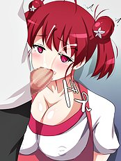 Horny big tits, blowjob hentai pictures